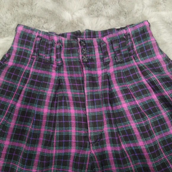 Vintage 80s 90s Gitano High Rise Plaid Cuffed Shorts Size 8 - Picture 3 of 7
